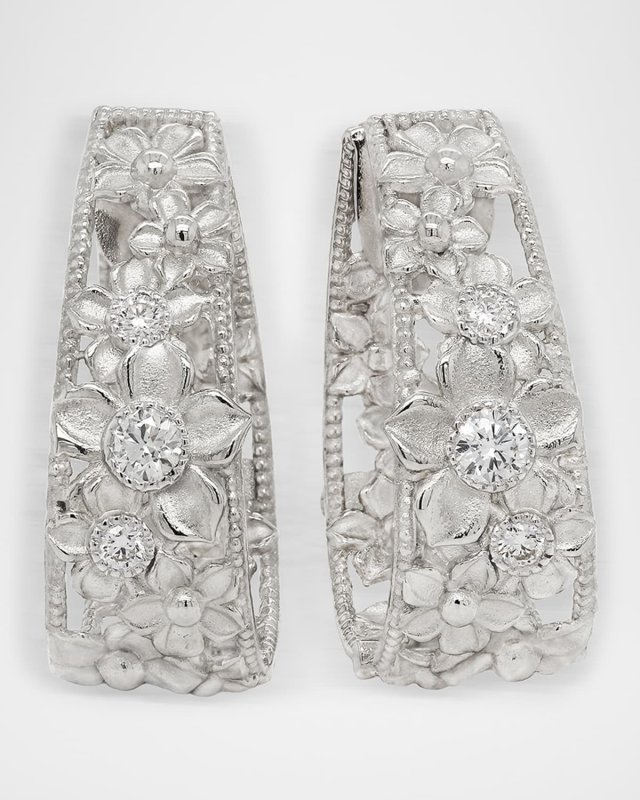 Mayflower 18K White Gold Hoop Earrings with Diamonds